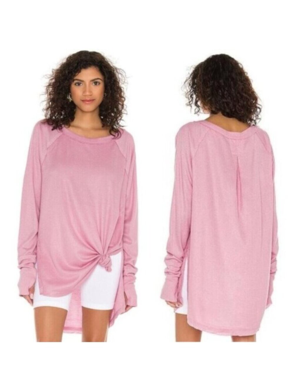 Free People Snowy Thermal Top Mink Tink Pink